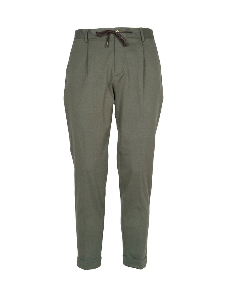 PANTALONI VERDE MILITARE CON LACCIO