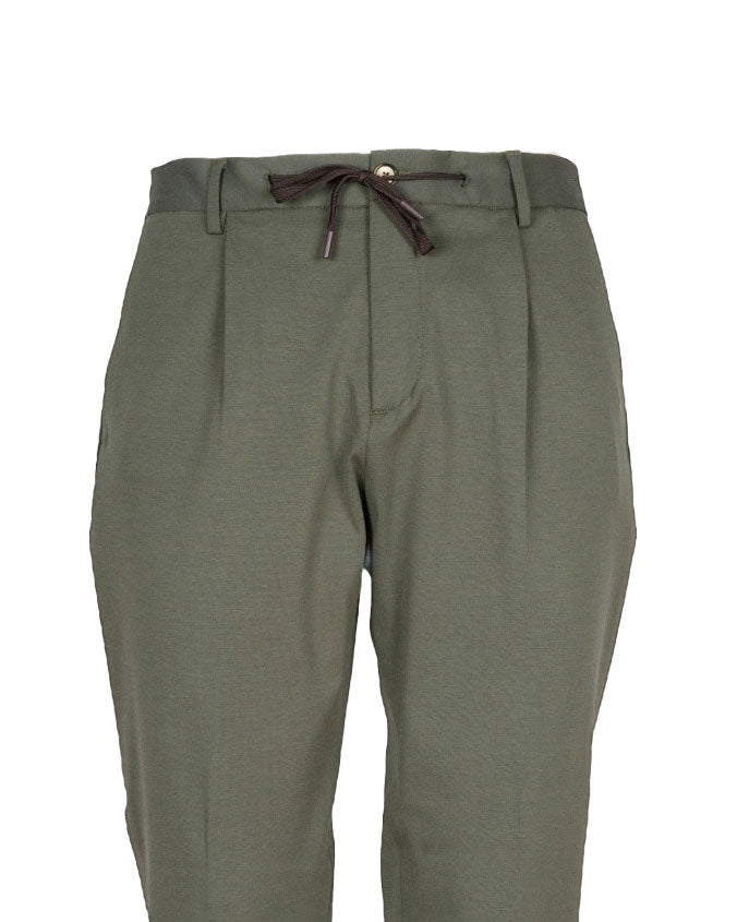 PANTALONI VERDE MILITARE CON LACCIO