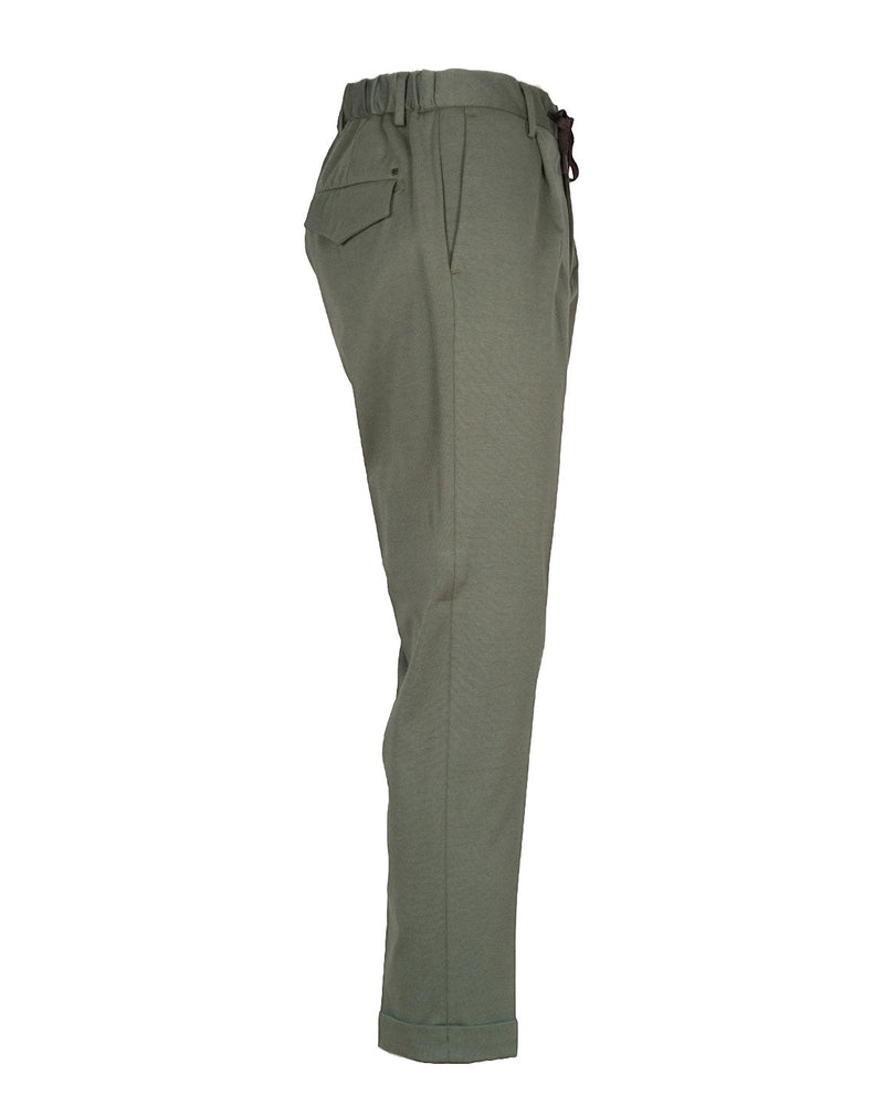 PANTALONI VERDE MILITARE CON LACCIO