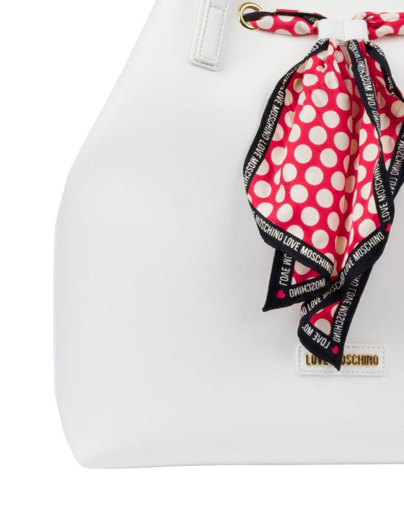 BORSA SHOPPER CON FOULARD BIANCO