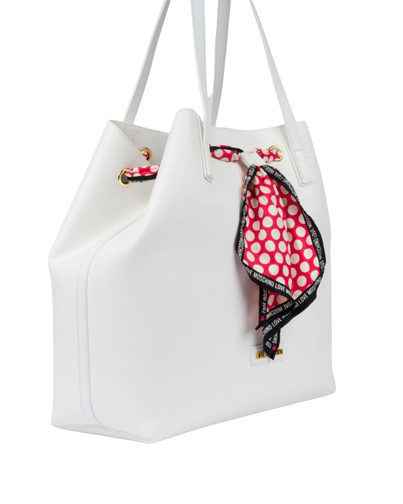 BORSA SHOPPER CON FOULARD BIANCO