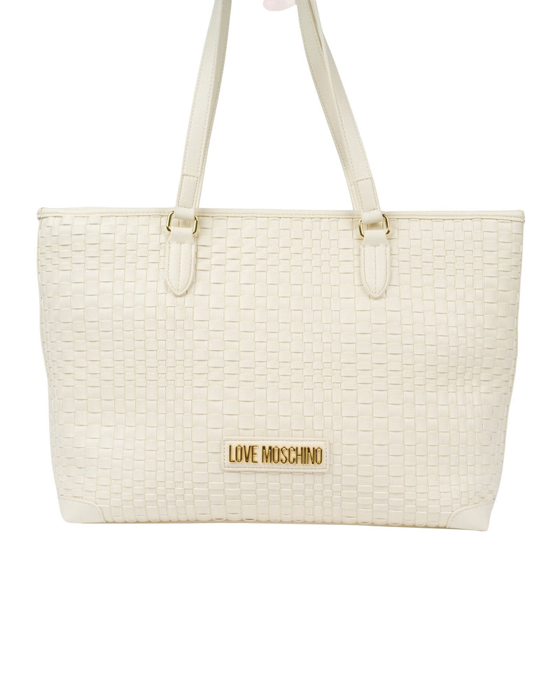 BORSA SHOPPER INTRECCIO BIANCO