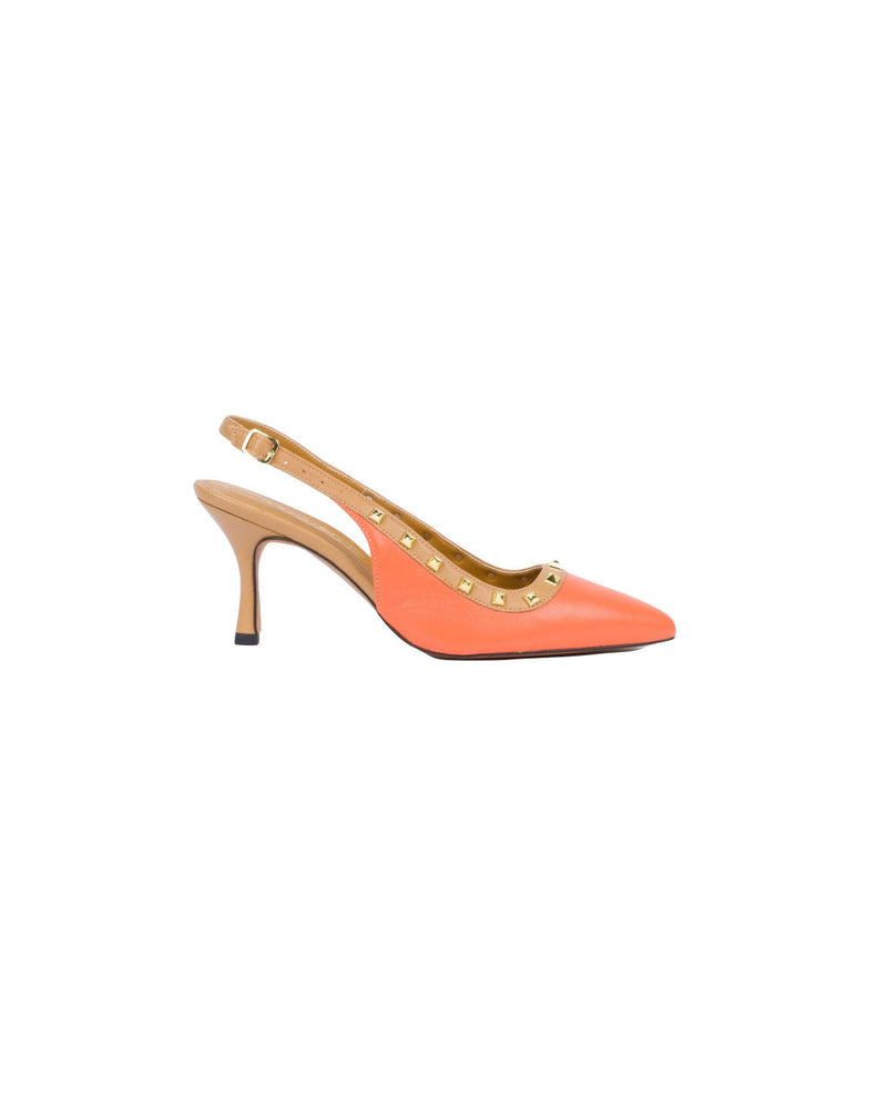 SCARPA CHANEL ARANCIO CON BORCHIE