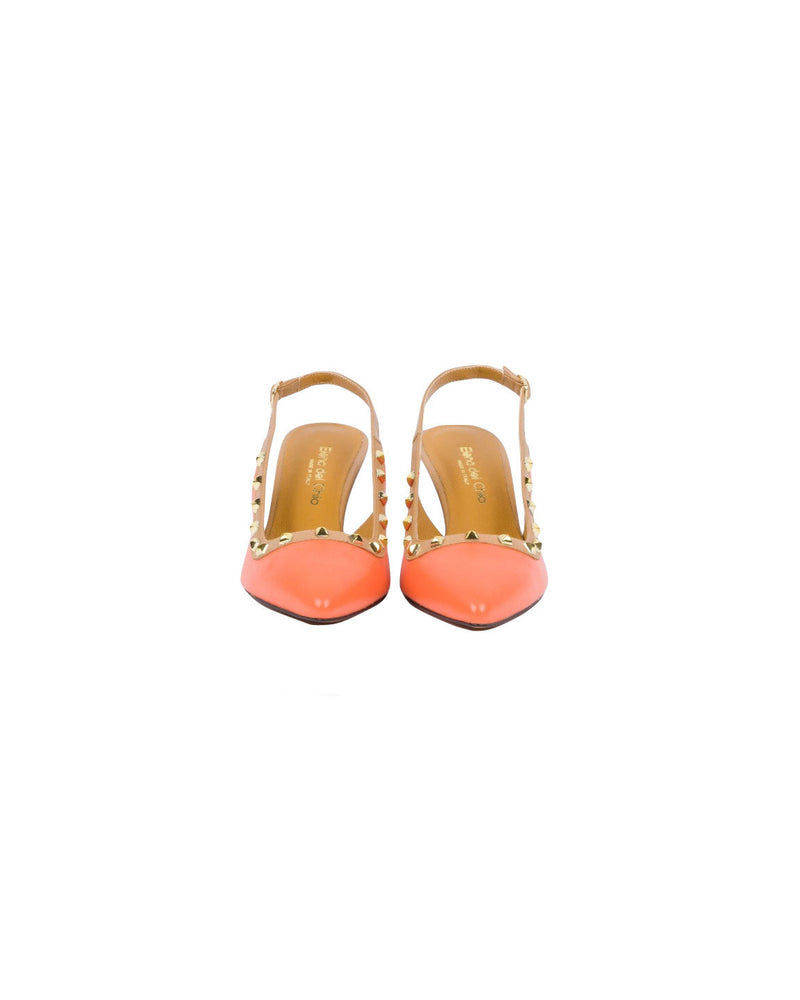 SCARPA CHANEL ARANCIO CON BORCHIE