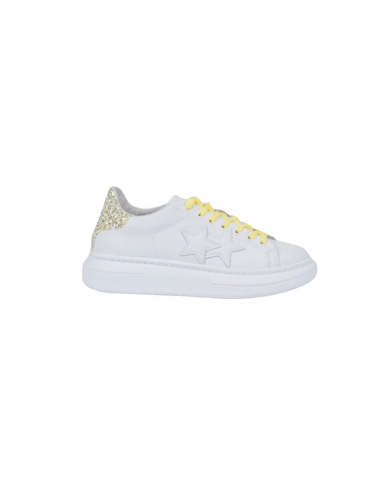 SNEAKER PRINCESS BIANCO GLITTER GIALLO