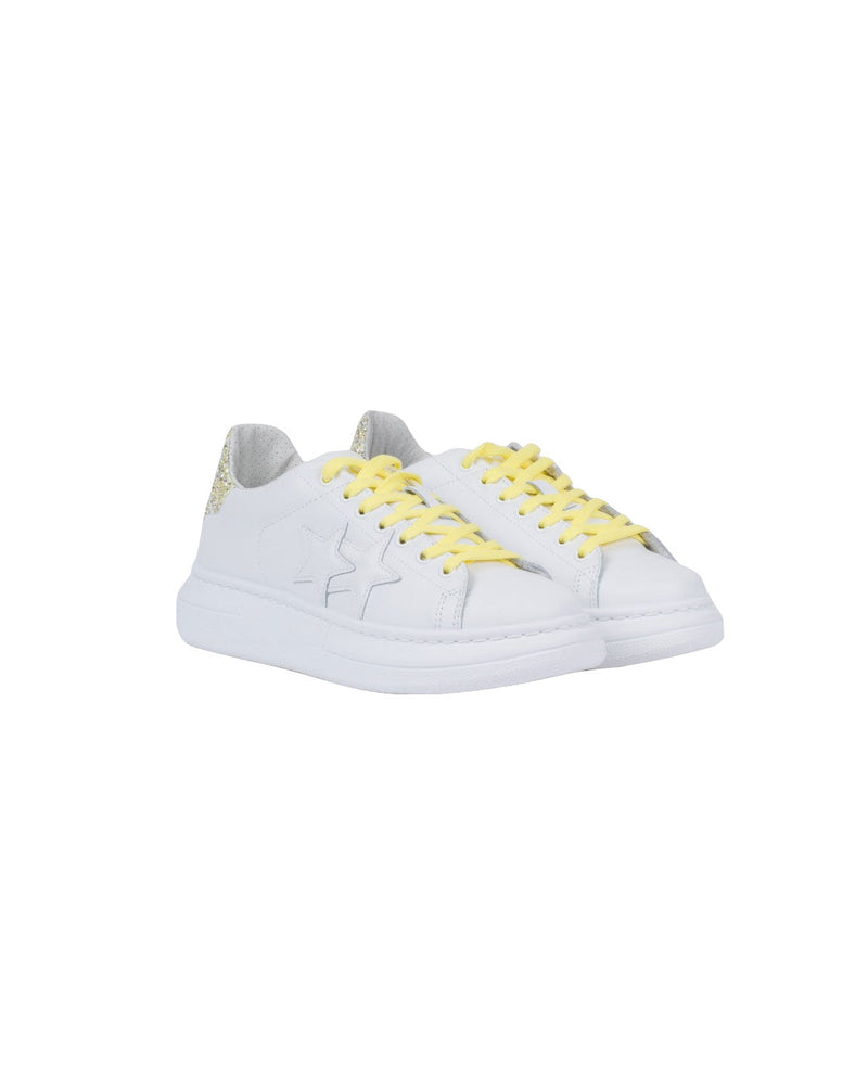 SNEAKER PRINCESS BIANCO GLITTER GIALLO