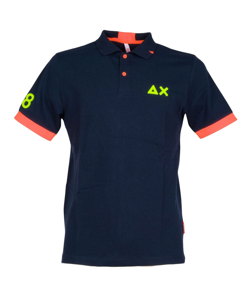 POLO LOGO FLUO BLU NAVY