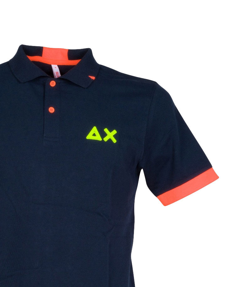 POLO LOGO FLUO BLU NAVY