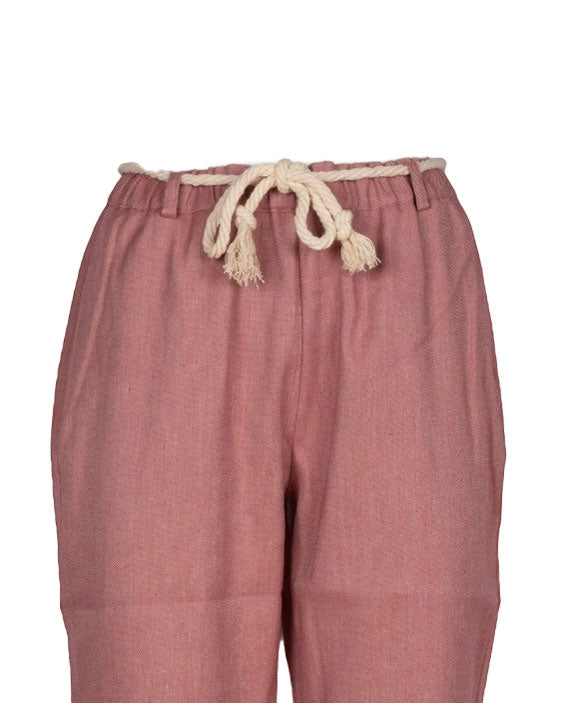 PANTALONI IN TELA ROSA