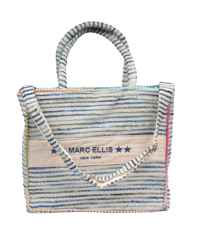 SHOPPER GRANDE LAVORATA BEIGE E BLUE