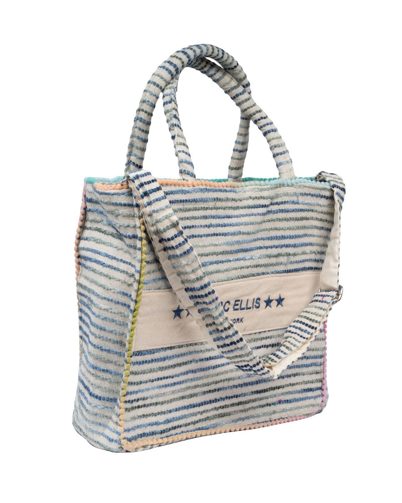 SHOPPER GRANDE LAVORATA BEIGE E BLUE