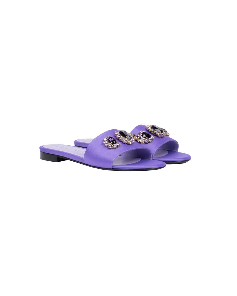 SANDALI FLAT VIOLA CON PIETRE