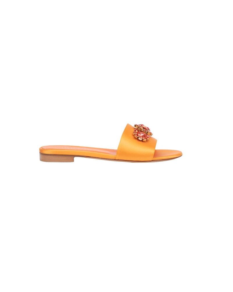 SANDALI FLAT ARANCIO CON PIETRE