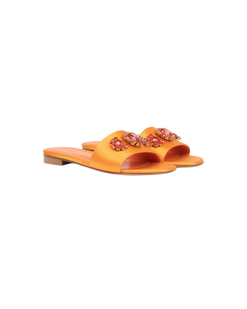 SANDALI FLAT ARANCIO CON PIETRE