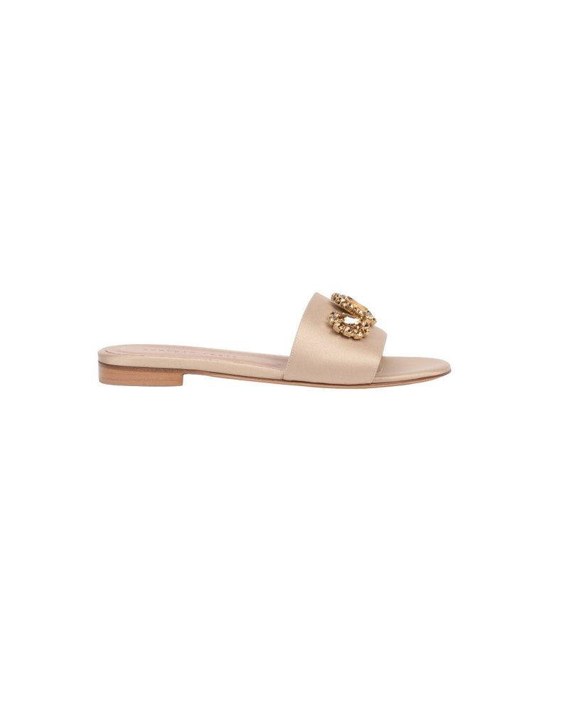 SANDALI FLAT NUDE CON PIETRE