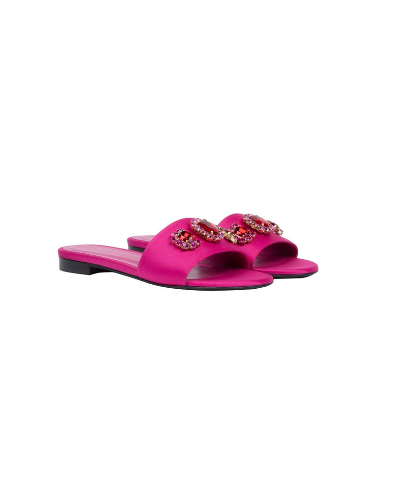 SANDALI FLAT FUCSIA CON PIETRE