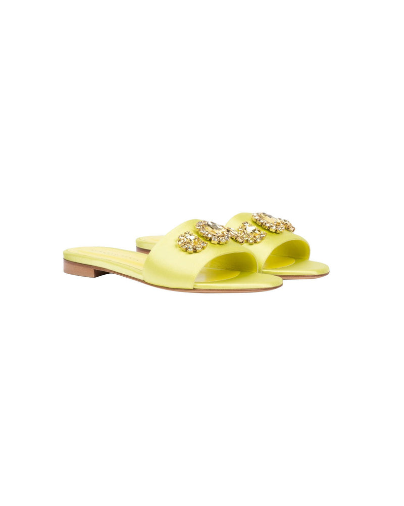 SANDALI FLAT GIALLI CON PIETRE