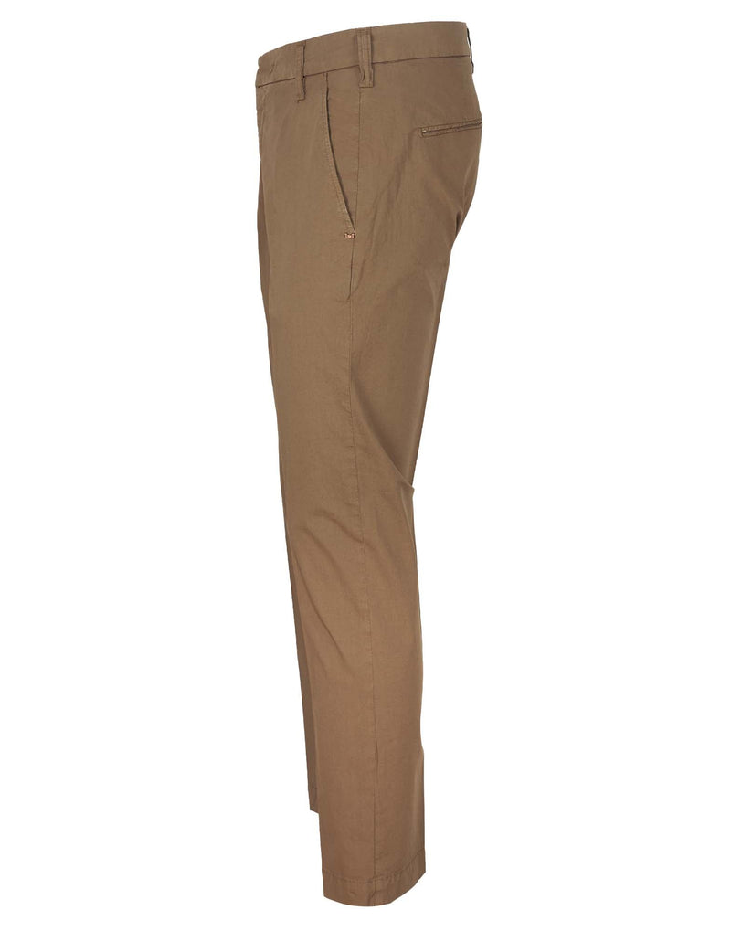 PANTALONI IN COTONE MARRONE TABACCO CON TASCA AMER