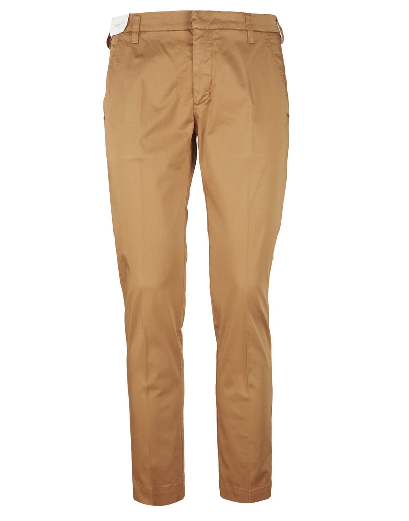 PANTALONI IN RASO MARRONE TABACCO CON TASCA AMERIC