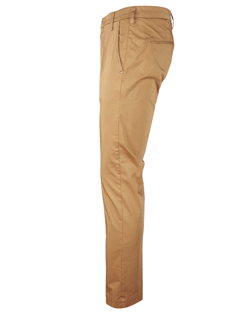 PANTALONI IN RASO MARRONE TABACCO CON TASCA AMERIC