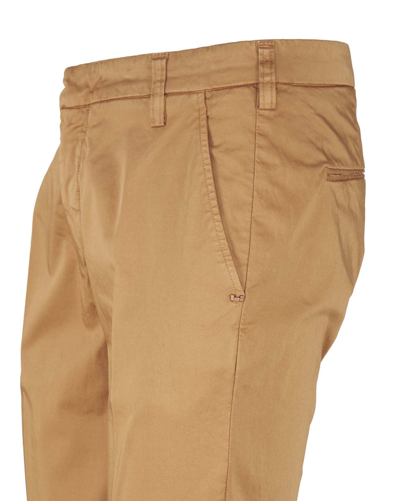 PANTALONI IN RASO MARRONE TABACCO CON TASCA AMERIC