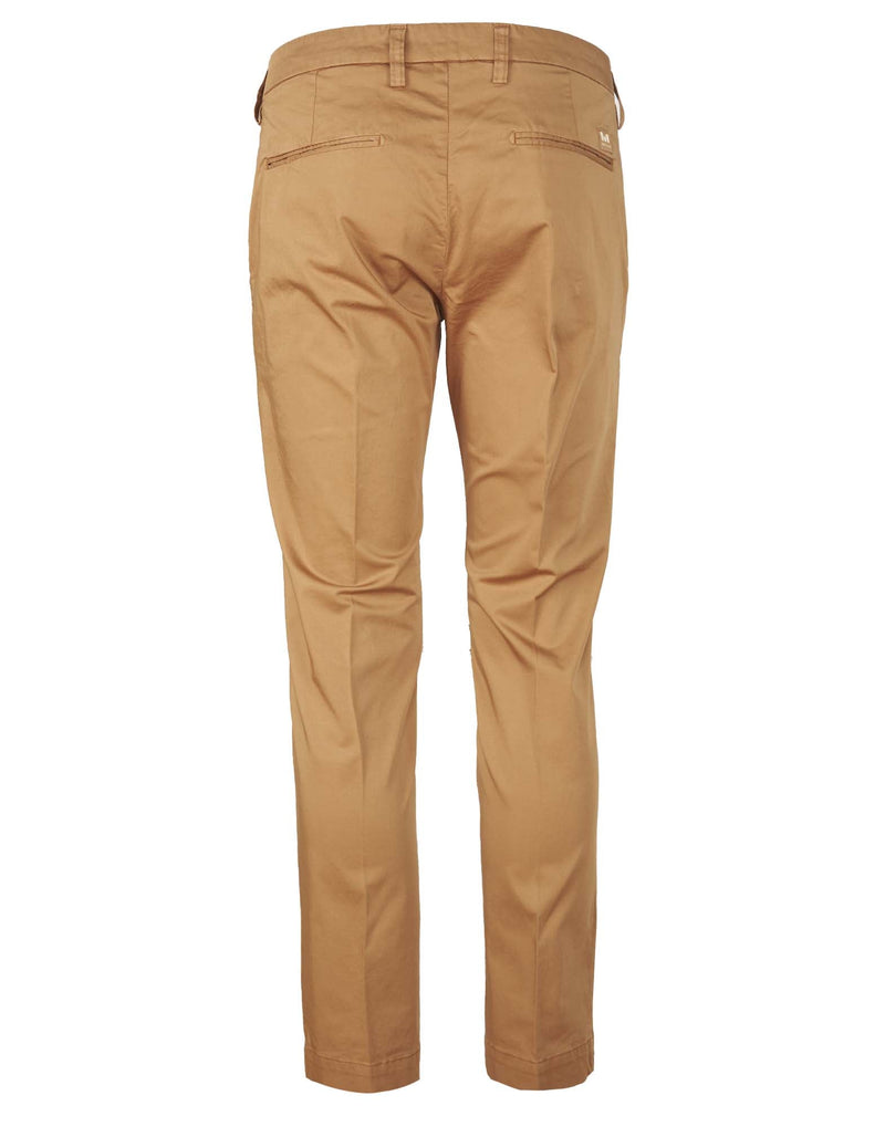 PANTALONI IN RASO MARRONE TABACCO CON TASCA AMERIC