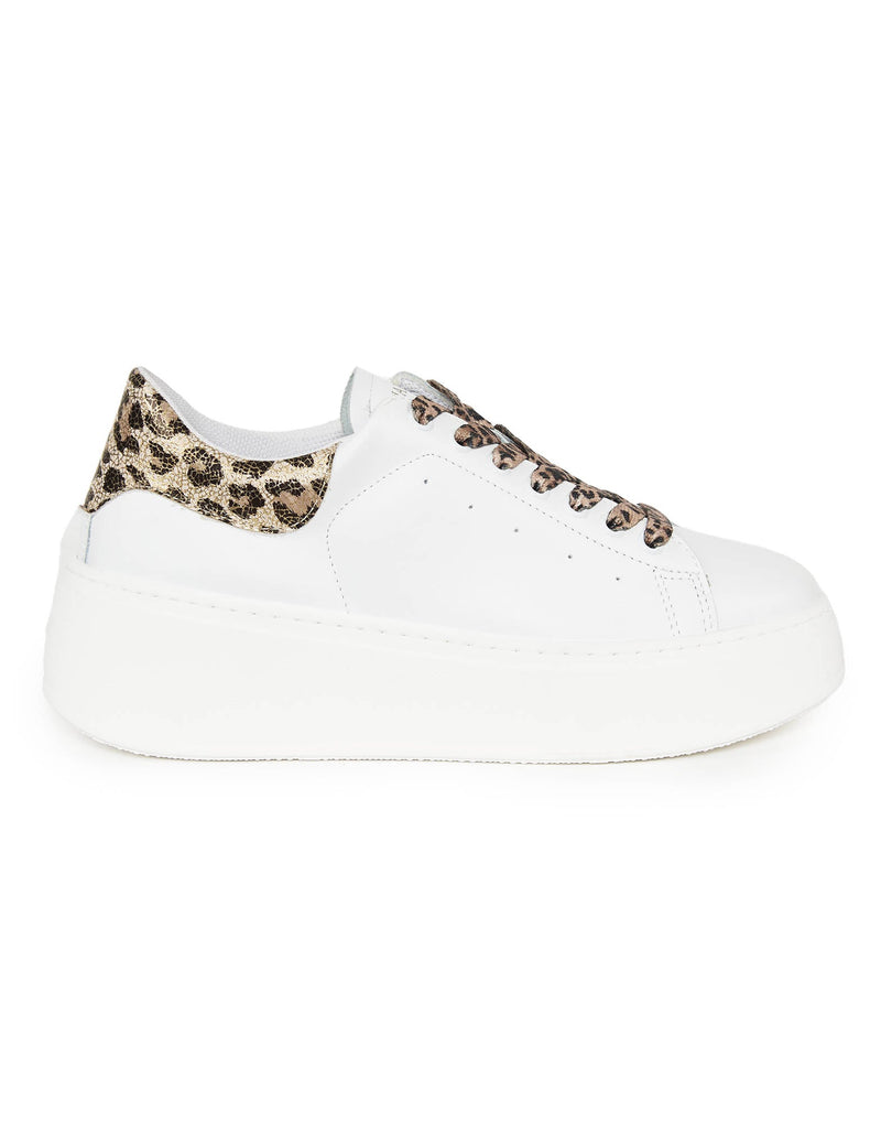 SNEAKERS BIANCHE CON INSERTI LEOPARDATI