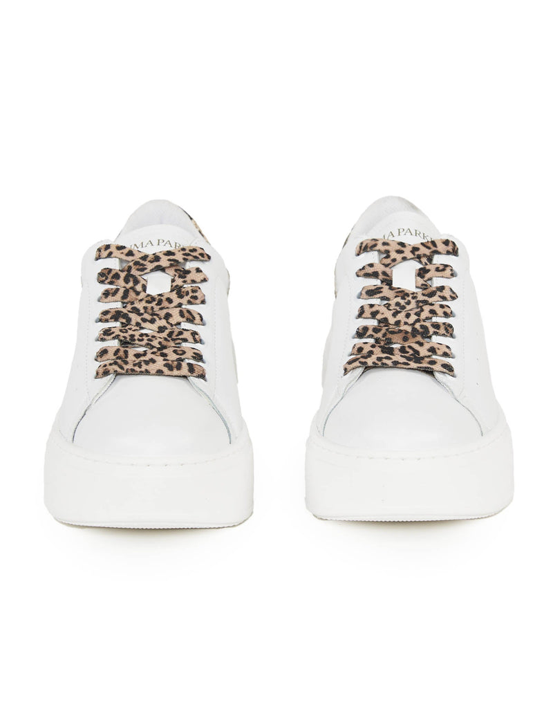 SNEAKERS BIANCHE CON INSERTI LEOPARDATI