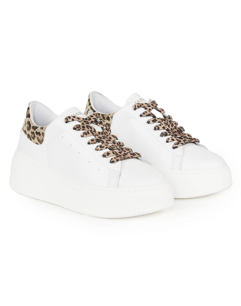 SNEAKERS BIANCHE CON INSERTI LEOPARDATI