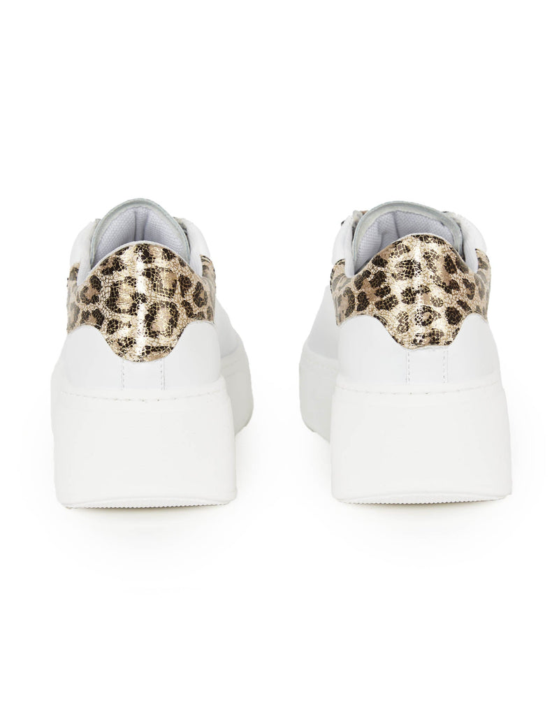 SNEAKERS BIANCHE CON INSERTI LEOPARDATI