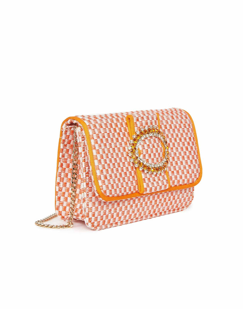 BORSA A TRACOLLA ARANCIO CON STRASS