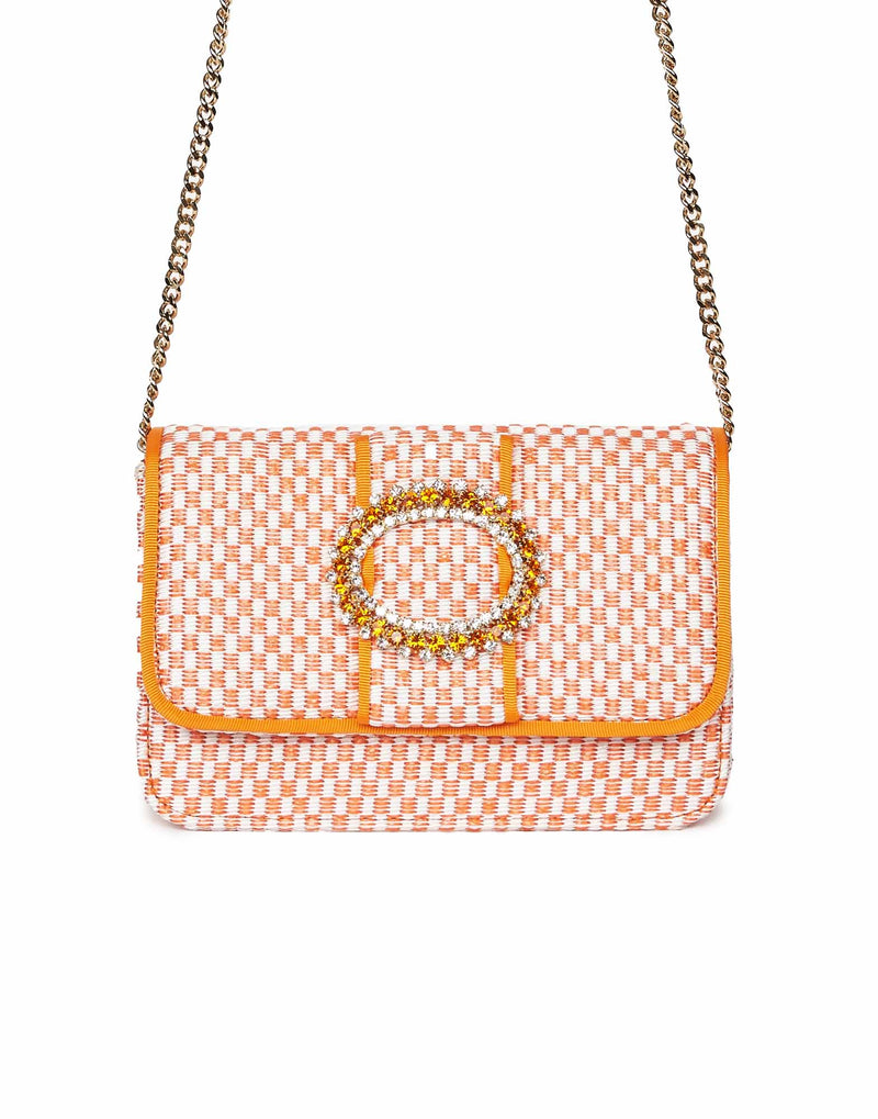 BORSA A TRACOLLA ARANCIO CON STRASS