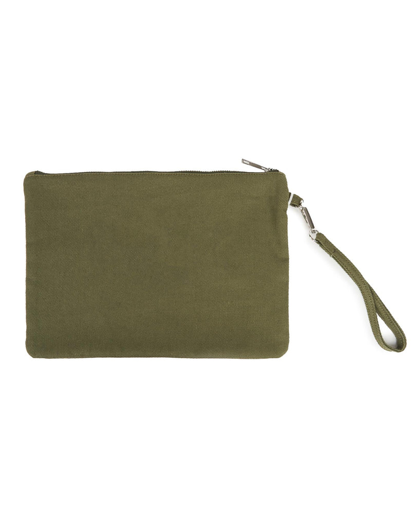 POCHETTE VERDE MILITARE CON FANTASIA FLOREALE