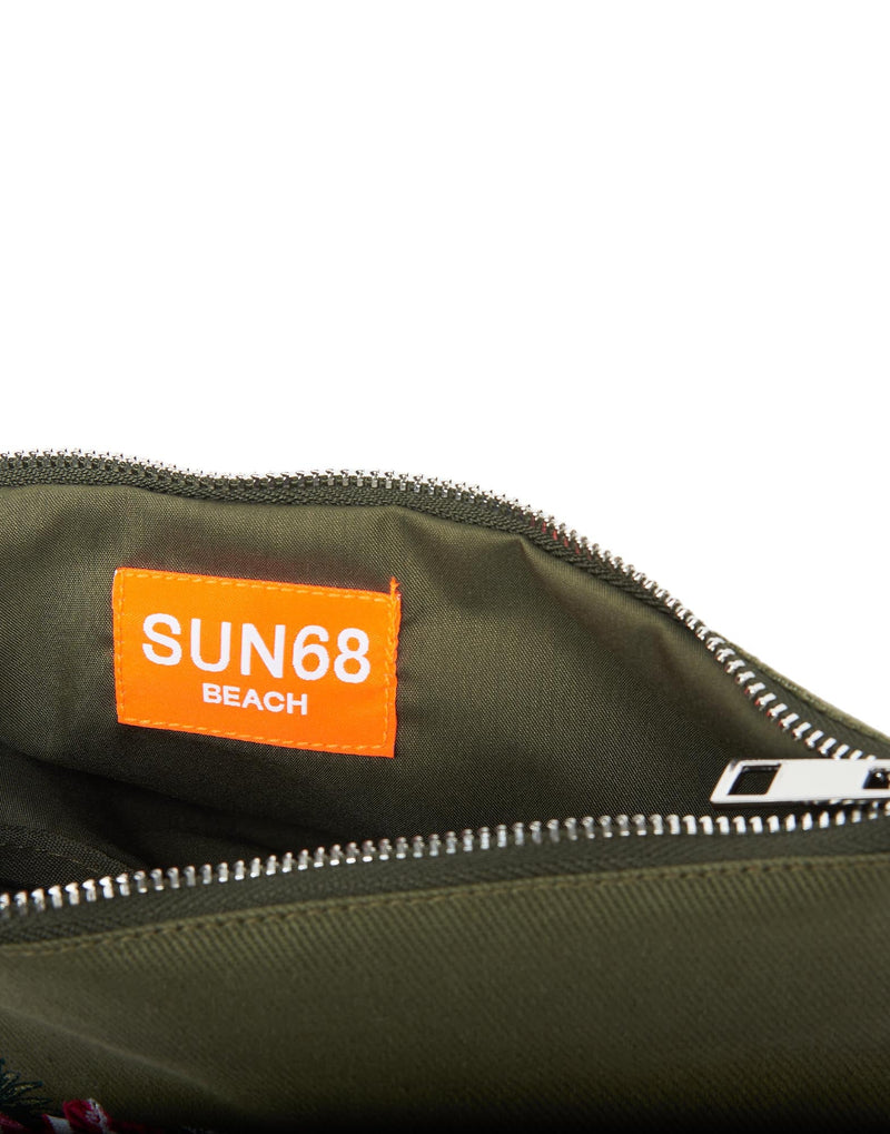 POCHETTE VERDE MILITARE CON FANTASIA FLOREALE