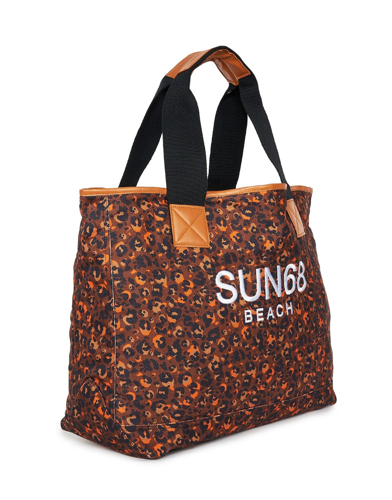 SHOPPER LEOPARDATA ARANCIO E BEIGE