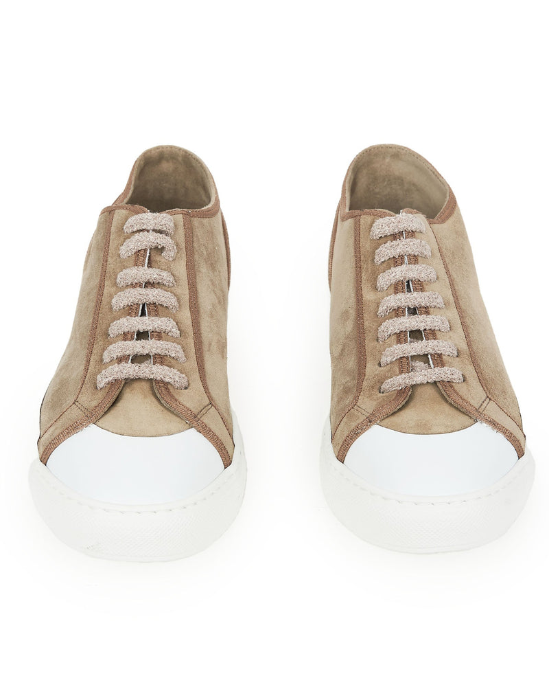 SNEAKERS TAUPE CON PUNTALE GOMMATO