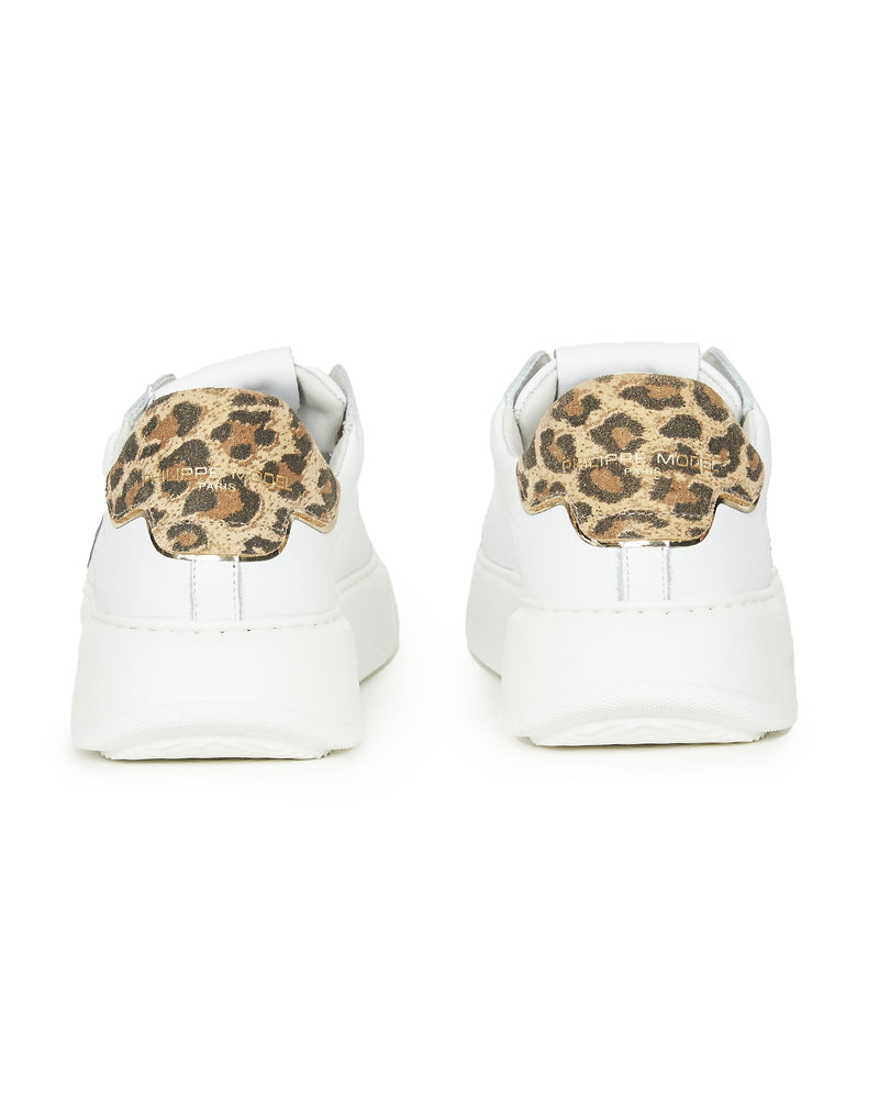 SNEAKERS TEMPLE BIANCHE CON RIPORTO LEOPARDATO