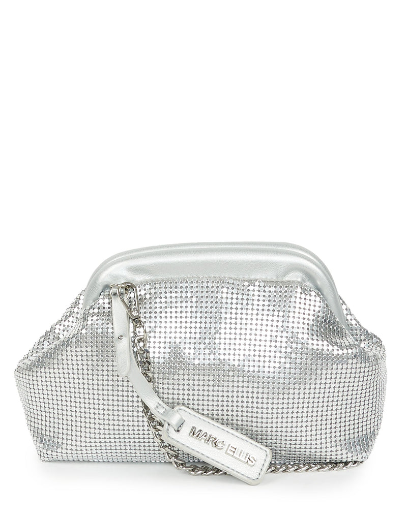 BORSA CLUTCH A MAGLIA ARGENTO