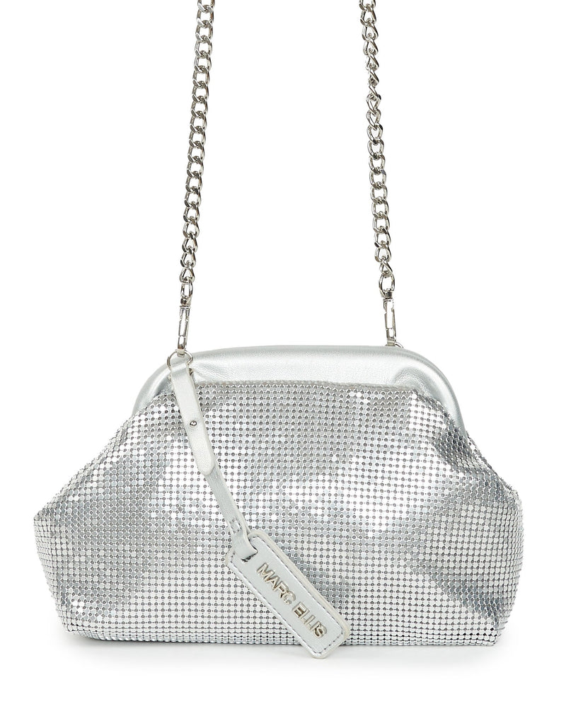 BORSA CLUTCH A MAGLIA ARGENTO