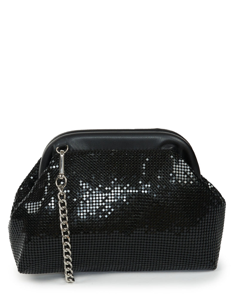 BORSA CLUTCH A MAGLIA NERA