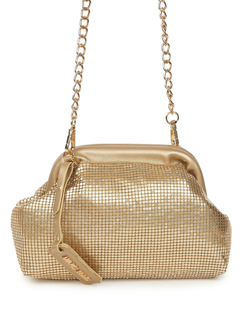 BORSA CLUTCH A MAGLIA ORO