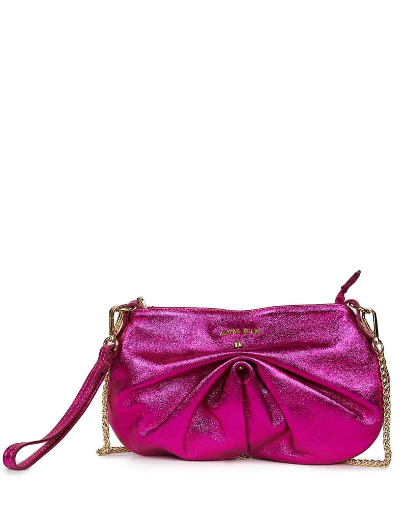 BORSA A TRACOLLA METALLIZZATA FUCSIA