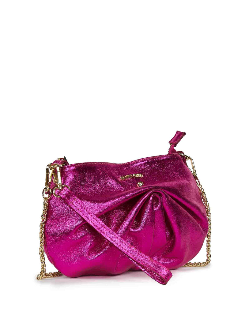 BORSA A TRACOLLA METALLIZZATA FUCSIA