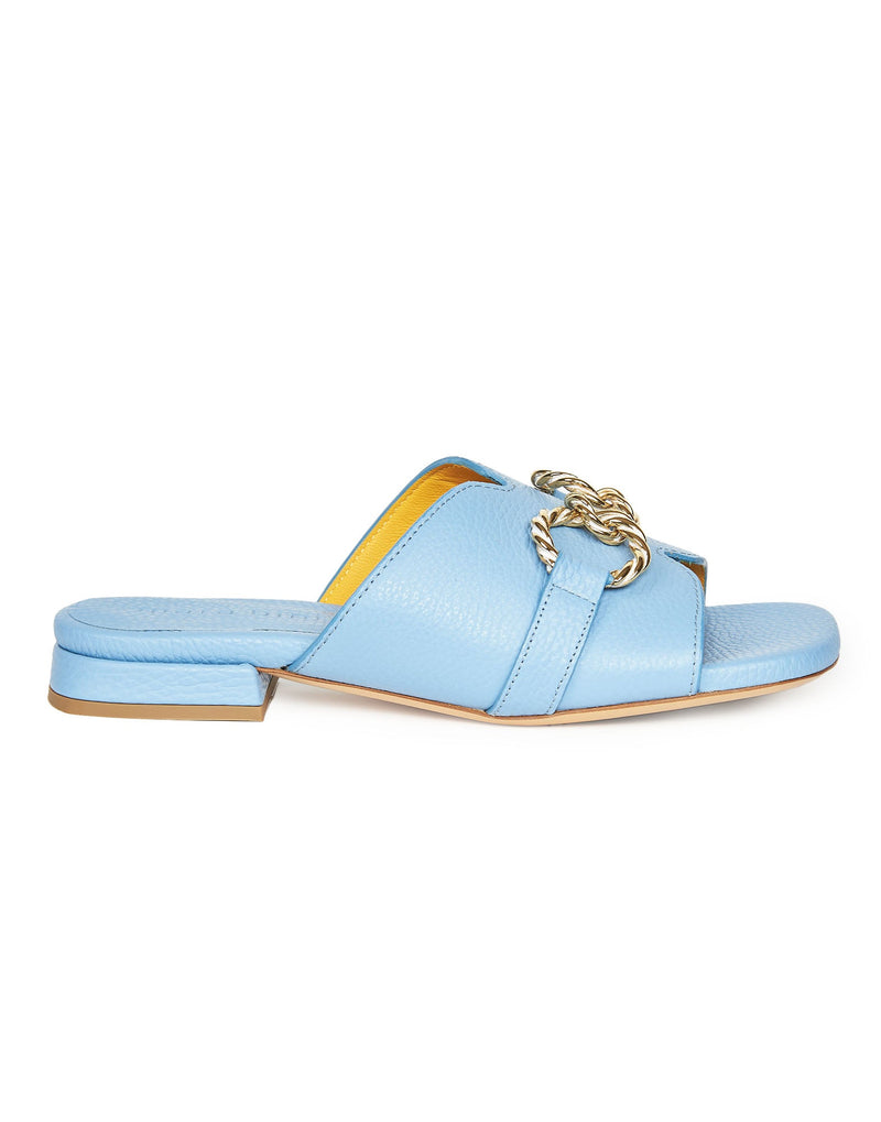 SANDALI FLAT AZZURRO CON MORSETTO