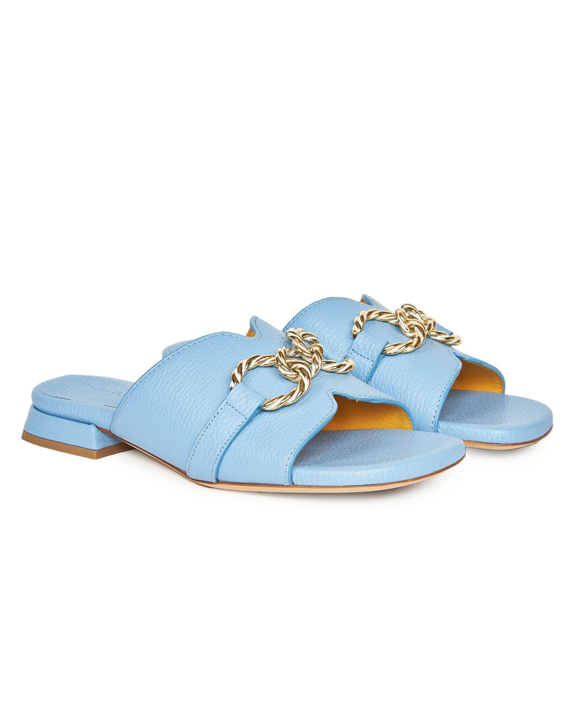 SANDALI FLAT AZZURRO CON MORSETTO