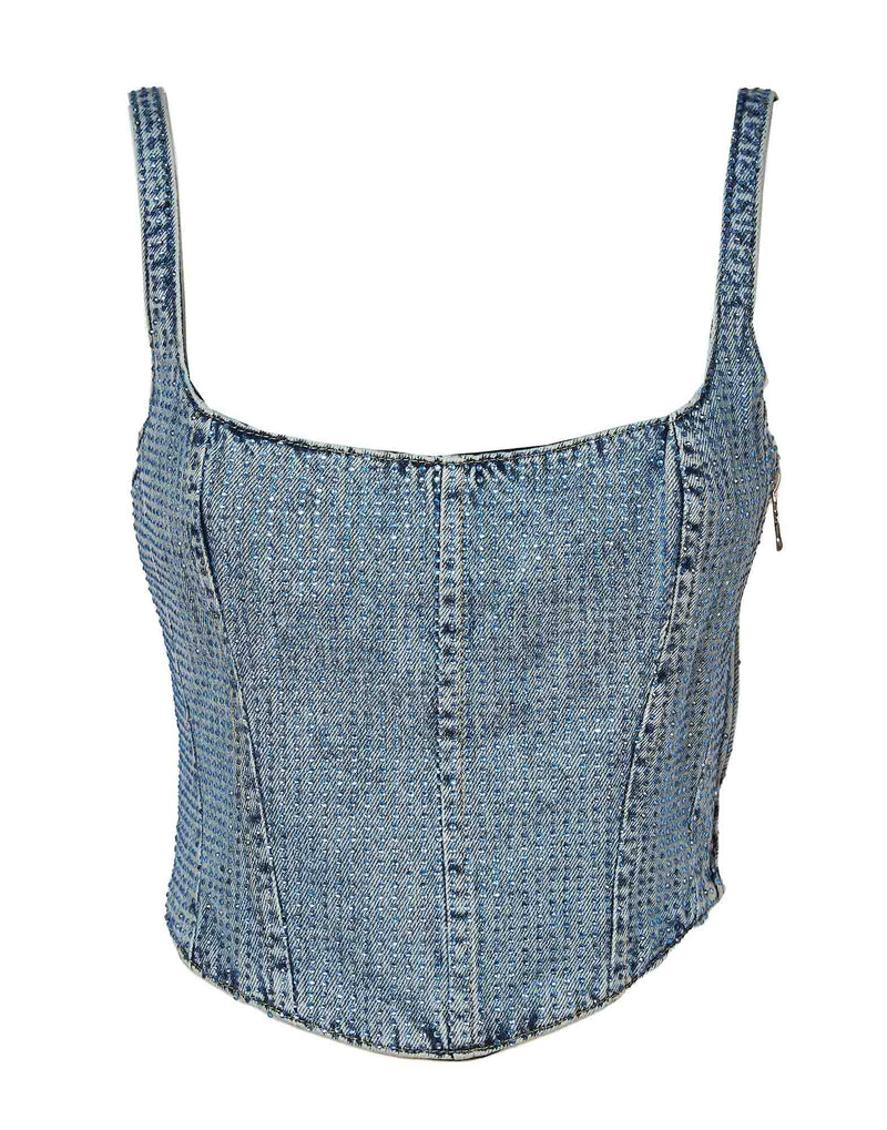 TOP BUSTIER JEANS CON STRASS