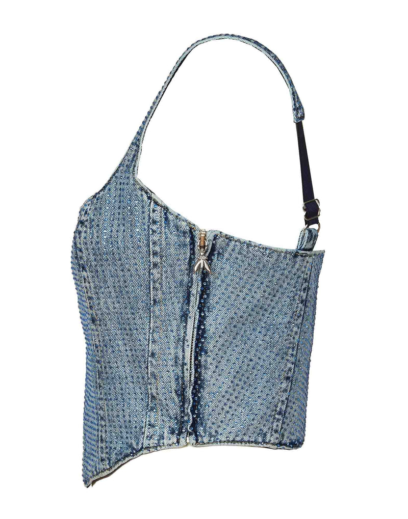 TOP BUSTIER JEANS CON STRASS