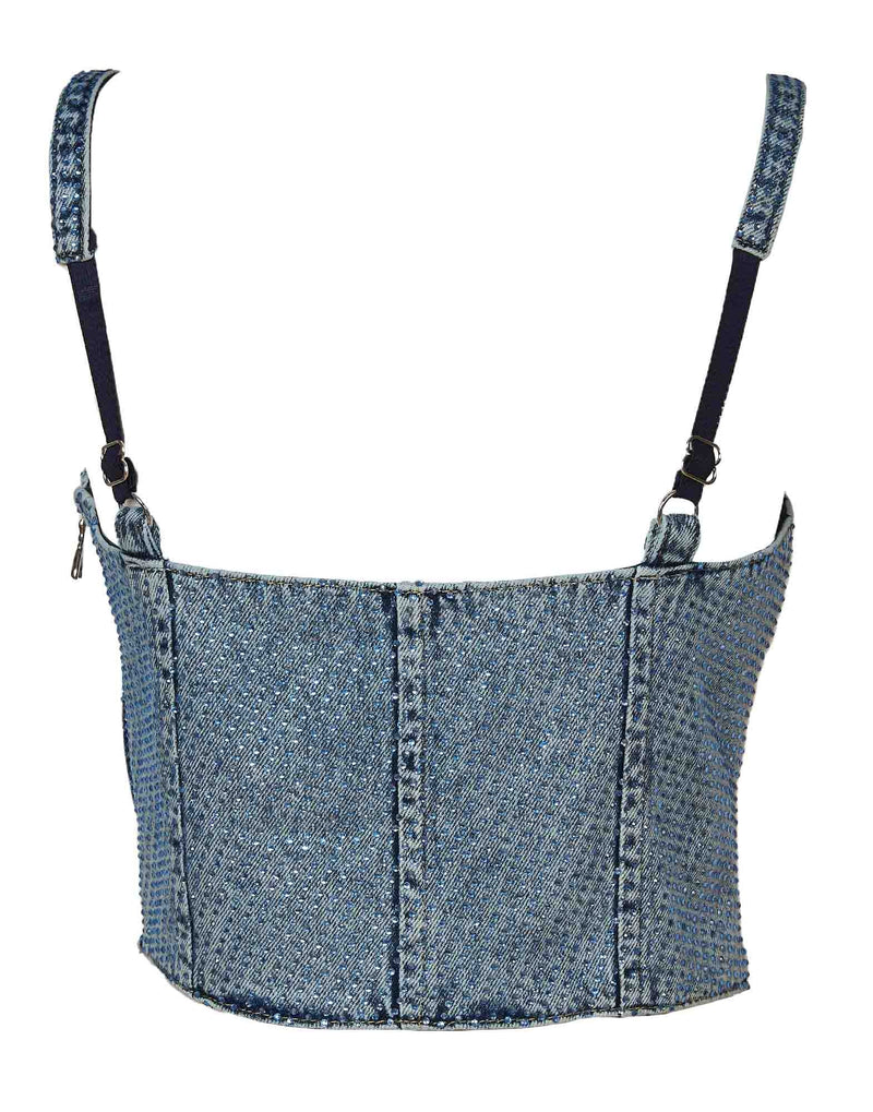 TOP BUSTIER JEANS CON STRASS