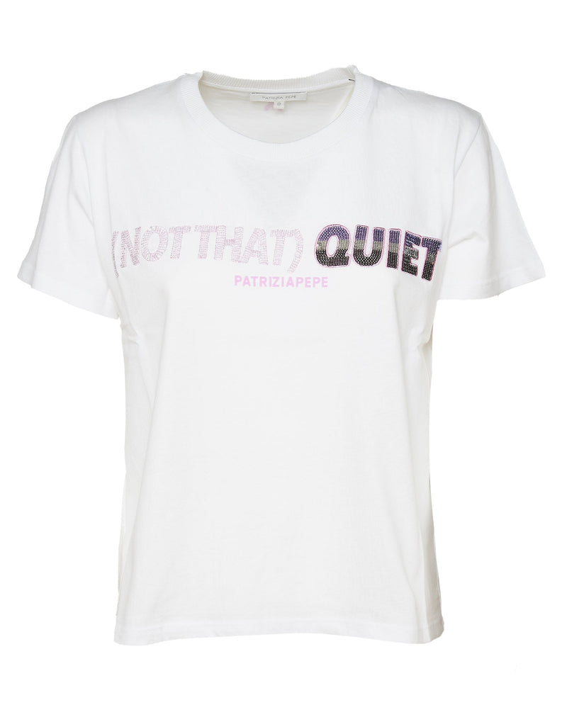 T-SHIRT BIANCA CON SCRITTA ROSA