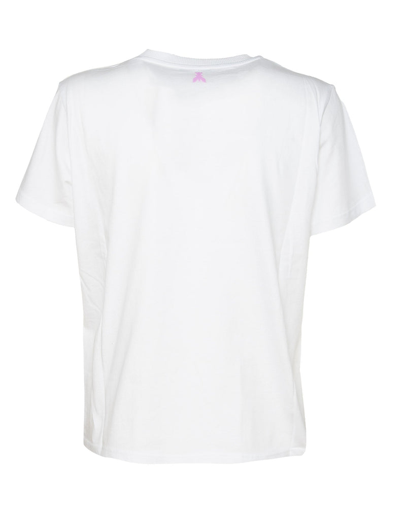 T-SHIRT BIANCA CON SCRITTA ROSA